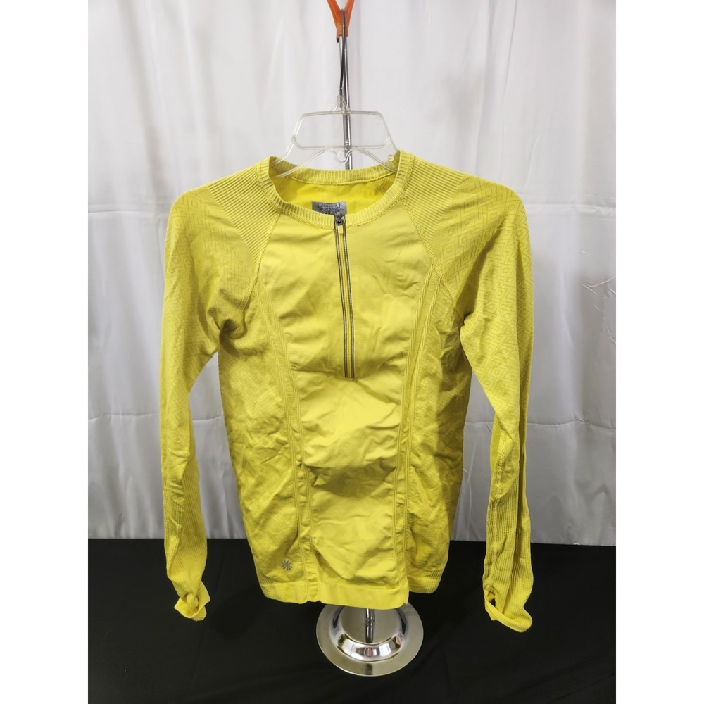 Athleta Fast Track 1/4 Zip Pullover Womens Sz S Yellow‎ Long Sleeve Running Top